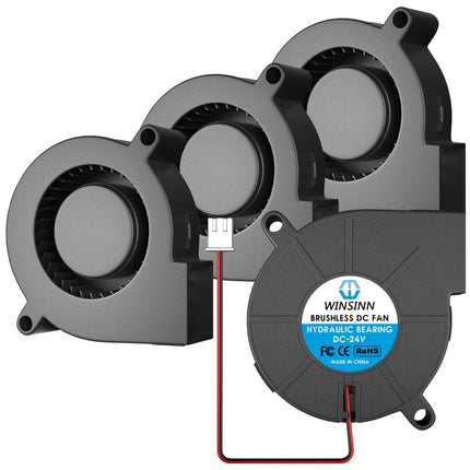 WINSINN 50mm Blower Fan 24V 5015 Hydraulic Bearing 50x15mm Turbine Turbo - High Speed (Pack of 4Pcs)