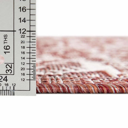 Unique Loom Outdoor Aztec Collection Area Rug - Chalca (2' 7" x 12' Runner, Rust Red/Ivory)
