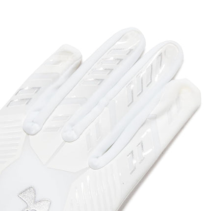 Under Armour Boys F9 Nitro Football Gloves, (100) White/Distant Gray/Metallic Silver, Small