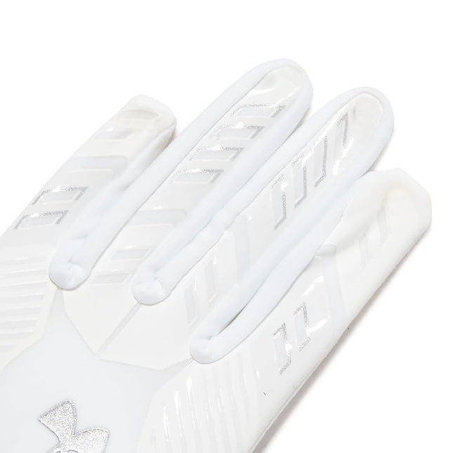 Under Armour Boys F9 Nitro Football Gloves, (100) White/Distant Gray/Metallic Silver, Small