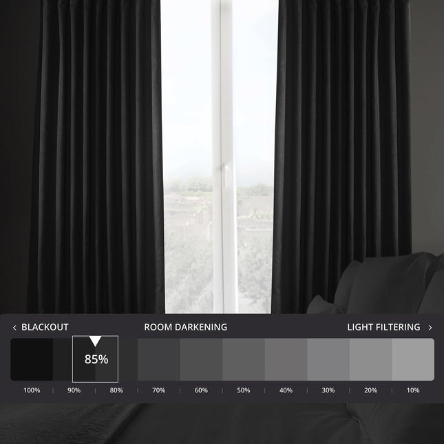 HPD Half Price Drapes Extra Wide Linen Room Darkening Curtain (1 Panel) 100 X 96, BOCH-LN21333-96-DW, Essential Black
