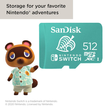 SANDISK microSD Card 512GB, Animal Crossing Leaf Edition