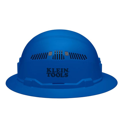 Klein Tools 60871BR Hard Hat, Vented, Full Brim Style, Padded, Self-Wicking Odor-Resistant Sweatband, Blue