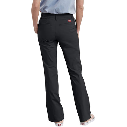 Dickies Women's Flat Front Stretch Cotton Blend Pants, Black, 22