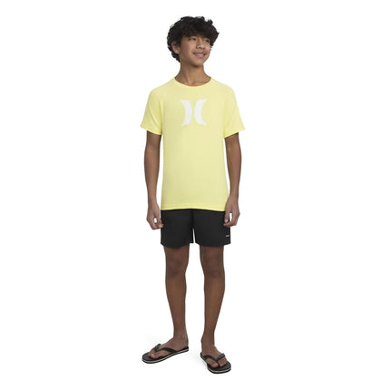 Hurley Boys' UPF 50+ Rash Guard Swim Shirt, Heavenly Yellow/Icon, Large