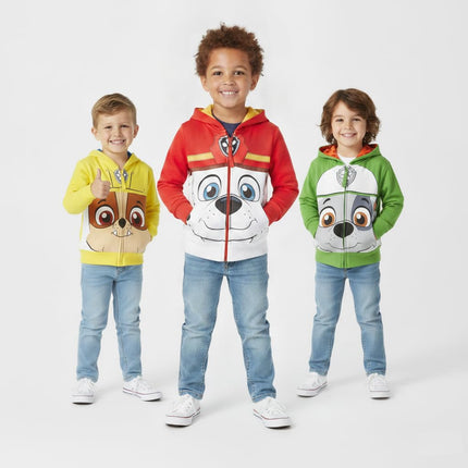 Sudadera con capucha con cremallera Paw Patrol de niño, diseño de cara grande, Chase azul marino, 2T