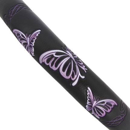 BDK SW-509-PP Funda Universal de Volante con Diseño de Mariposas Púrpuras y Agarre Cómodo para Automóvil, SUV, Camioneta y Camión - Tamaño Estándar de 15 Pulgadas, Mariposa Púrpura