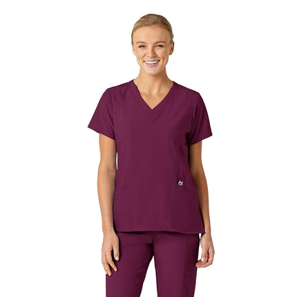 WonderWink W123 6155 Women's Stylized V-Neck Top, Wine, 2X