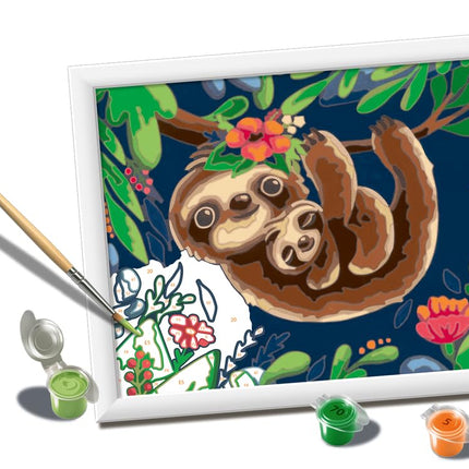 Ravensburger CreArt Sweet Sloths Paint by Numbers Kit for Kids - Painting Arts and Crafts for Ages 9 and Up