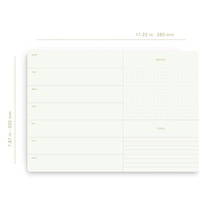 Pinesman - Elegant Undated Weekly Planner Pad, Tear Off Sheets, Minimalist, Weekly to Do List Notepad, Daily Schedule Desk Planner - 11.22" x 7.87”