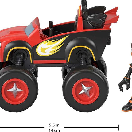 Fisher-Price Blaze and the Monster Machines Ninja Blaze & AJ, large push-along monster truck with poseable figure for preschool kids ages 3 and up