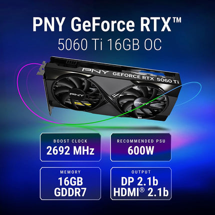 PNY NVIDIA GeForce RTX™ 5060 Ti 16GB OC Dual-Fan Graphics Card