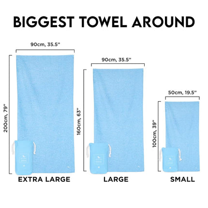 Dock & Bay Quick Drying Towel - for Sports & Gym - Compact, Lightweight - 100% Recycled - Includes Bag - Essential - Lagoon Blue - Extra Large (200x90cm, 78x35)
