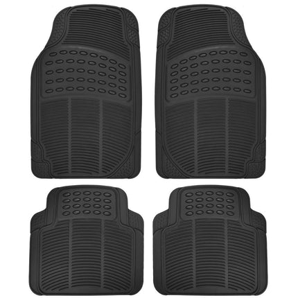 BDK Universal Fit Front/Rear All Weather Protection Heavy Duty Rubber Floor Mat - Black