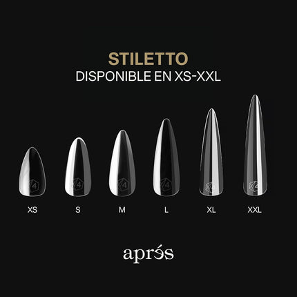 APRÉS Apres Gel-X Stiletto Nail Tips Box, 280 Gel-X Tips, Soft Gel Tips, 14 Sizes 00-9, Half Sizes Included (Sculpted Short Stiletto, 280 Count)