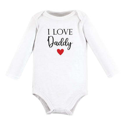 Hudson Baby unisex-baby Cotton Long-sleeve Bodysuits, Girl Daddy Red Black, 0-3 Months