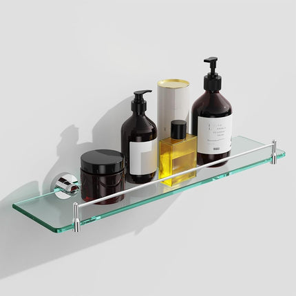 KOCOK 20 Inches Glass Shelves for Bathroom, Chrome