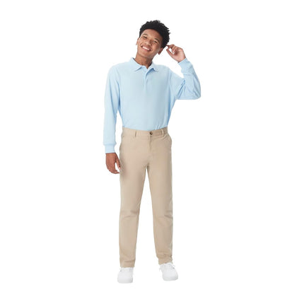 French Toast Men's Adjustable Waist Stretch Straight Fit Chino Pant (Standard & Husky), Khaki, 36W x 34L