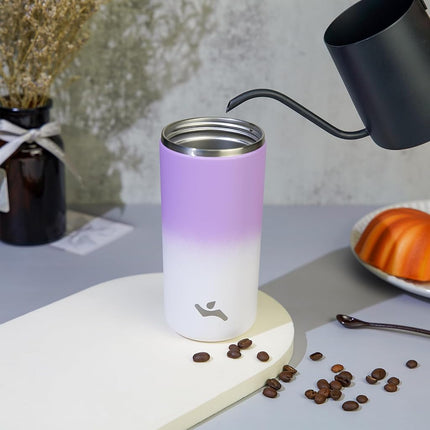 Konokyo Tumbler with Lid, 12 oz Travel Coffee Mug Double Wall Vacuum Stainless Steel Thermal Metal Cup Insulated Water Bottle,PurpleWhite
