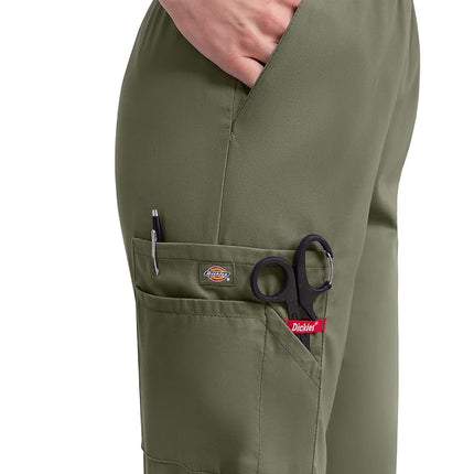 Dickies Women's Signature Elastic Waist Scrubs Pant Medical, Olive, X-Small