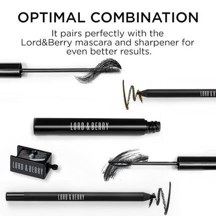 Lord & Berry SMUDGEPROOF Eye Liner - Soft & Creamy VEGAN Formula, Long Lasting Morning to Night Waterproof Eyeliner Pencil, Easy to Use Eye Makeup - Black Eyeliner