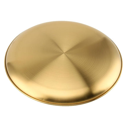 MOUYAT 6 PCS 10 Inch Large Stainless Steel Plate, 26cm Round Dinner Metal Plates, Metal Salad Steak Plates Reusable Dinner Dish for Eating Serving Camping Outdoor BBQ Home Kitchen, Frosted Gold