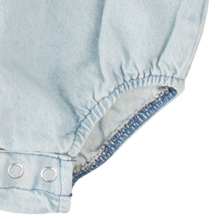 Wrangler Baby Boys Mameluco de mezclilla de manga larga, azul descolorido, 18 meses