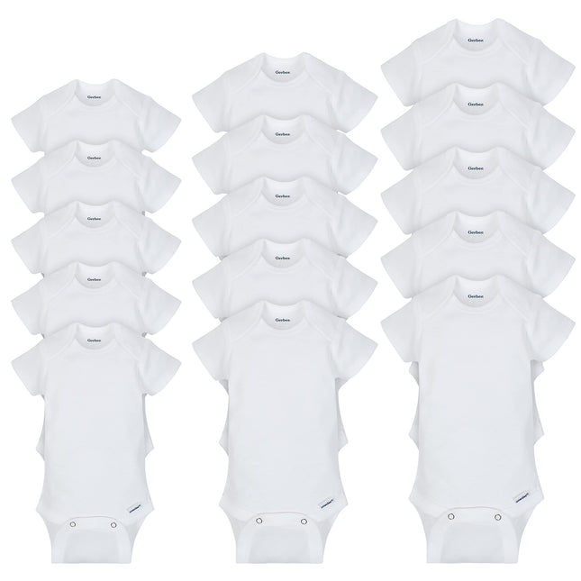 Gerber Kid's 15 Piece Grow with Me Onesies in 3 Si