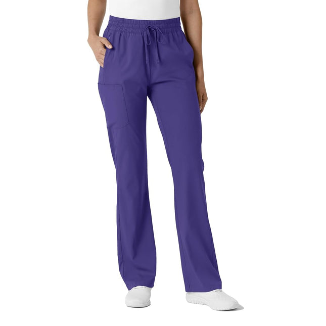 WonderWink Women's Stovepipe High-Low Hem Scrub Pant, Grape, Large Petite