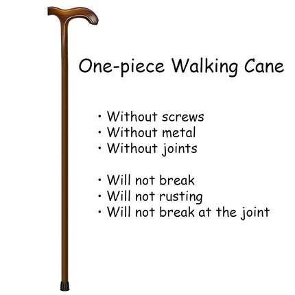 FLYDRUM Wooden Walking Cane for Men and Women, One-Piece Wood Cane, 36 Inch Wood Walking Stick for Men and Women, Ergonomic Wood Cane for Seniors