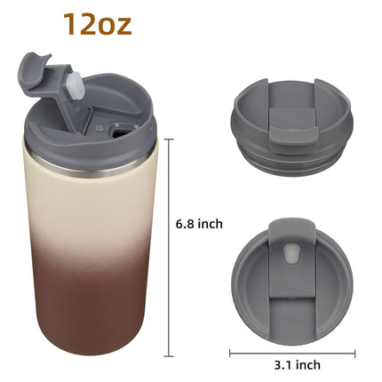 Konokyo Tumbler with Lid, 12 oz Travel Coffee Mug Double Wall Vacuum Stainless Steel Thermal Metal Cup Insulated Water Bottle,Latte
