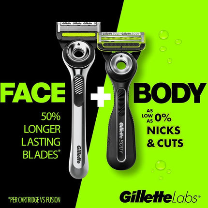Gillette Labs Mens Razor Blade Refills Compatible with Gillette Labs Razors - 4 Cartridges With Exfoliating Bar