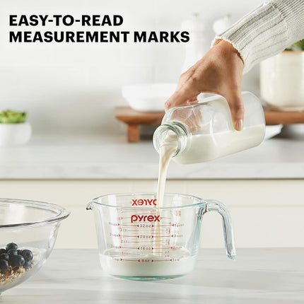 2-Piece Glass Measuring Cup Set, Includes 1-Cup, and 2-Cup Tempered Glass Liquid Measuring Cups, Dishwasher, Freezer, Microwave, and Preheated Oven Safe, Essential Kitchen Tools
