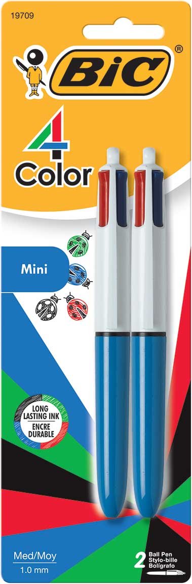 BIC 4-Color Mini Ball Pen, Medium Point (1.0mm), A
