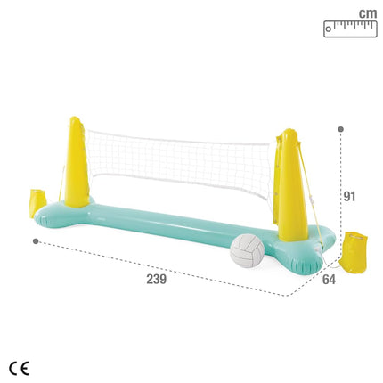 Intex Pool Volleyball Game Set 239cm x 64cm x 91cm, Inflatable Pool Net with Volleyball, Kids Water Game for Garden Pool Fun Ages 6+