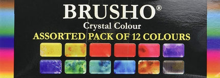 Brusho by Colourcraft BRU85000 Crystal Colour Assorted Pack of 12 Colours, 15 g, Orange,purple,turquoise,yellow