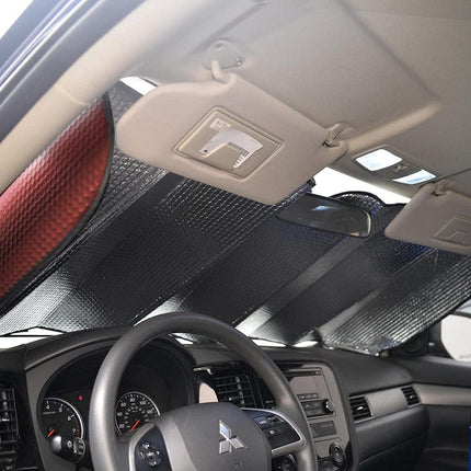 Motor Trend Front Windshield Sunshade - Jumbo Accordion Folding Auto Sunshade for Car Truck SUV 66 x 27 Inch (Red)