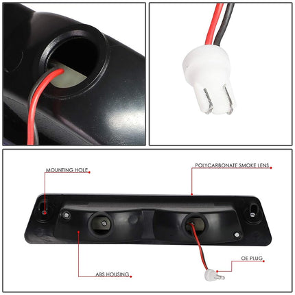 DNA MOTORING 3BL-FM87-LED-BK-SM Black Housing LED Third Tail Brake Light [Compatible with 1987-1993 Ford Mustang LX Hatchback with OEM Spoiler]