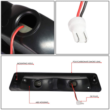 DNA MOTORING 3BL-FM87-LED-BK-SM Luz de freno de cola LED con carcasa negra [Compatible con Ford Mustang LX Hatchback de 1987-1993 con alerón OEM]