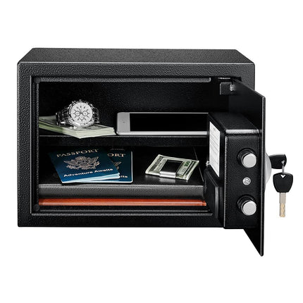 Amazon Basics Steel Security Safe with Digital Keypad - Secure Money, Cash, Jewelry, ID Documents, 14 Litres, 35cm W x 25cm D x 25cm H, Black