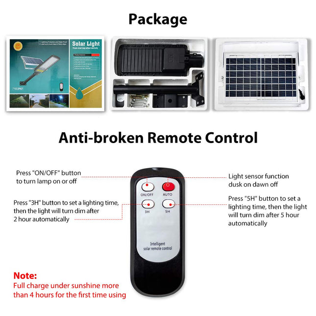 RuoKid Solar Street Light Outdoor Lamp, 16000lm IP67 Waterproof with Anti-Broken Remote Control Mounting Bracket, Dusk to Dawn Security LED Flood Light for Yard, Garden, etc.