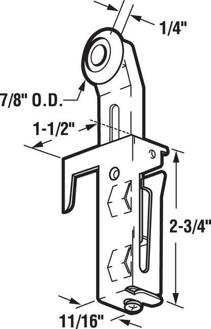 Prime-Line N 6548 N6548 Convex Edge Side Mount Door Assembly, 7/8 in Dia X 1/4 in W, 1 Roller, Mill, 2 Pack