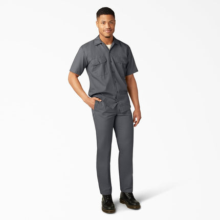 Dickies Men's Short Sleeve Work Shirt, Charcoal, Extra Large