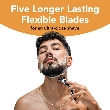 Maquinillas de Afeitar Recargables de 5 Cuchillas BIC Flex 5 para Hombre, Aseo Navideño para un Afeitado Suave, 1 Mango y Paquete de 12 Cartuchos, Regalos de Relleno para Calcetas Navideñas