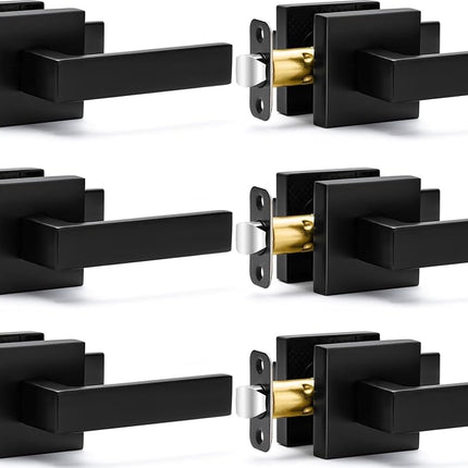 6 Pack Passage Door Handles Matte Black Door Knobs