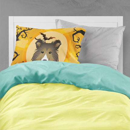 Caroline's Treasures BB1800PILLOWCASE Halloween Sheltie Fabric Standard Pillowcase, Lightweight Super Soft Easy Care Decorative Artwork Pillowcase, Standard,