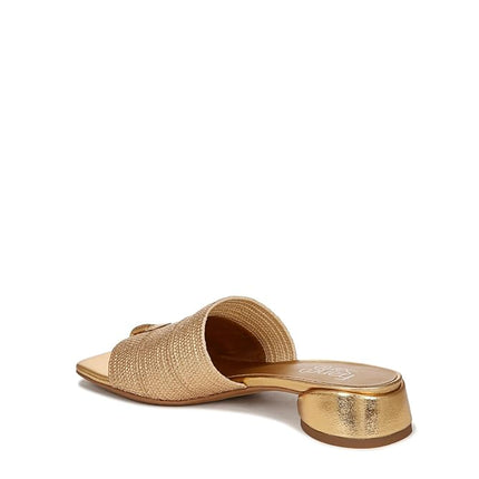 Franco Sarto Womens Loran Slide Sandal Gold Stretch Raffia 6M
