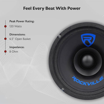 Rockville RM68SP CEA Compliant High SPL 6.5” 120W Midrange Speaker 8 Ohm