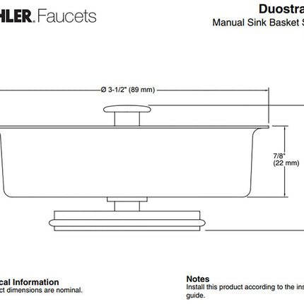 Cesto colador de fregadero Kohler K8803-CP
