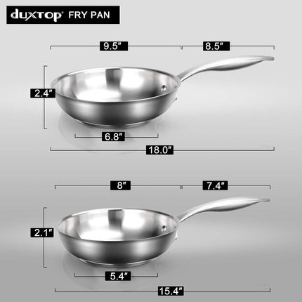 Duxtop Professional Stainless Steel Fry Pan, Induction Ready Cookware with Impact-Bonded Technology, 9.5 Inches